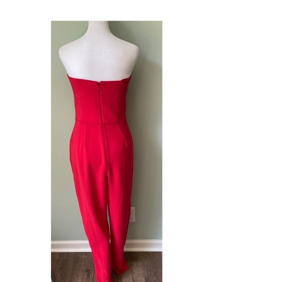 Topshop Plunge Jumpsuit Red Strapless - Picture 4 of 5